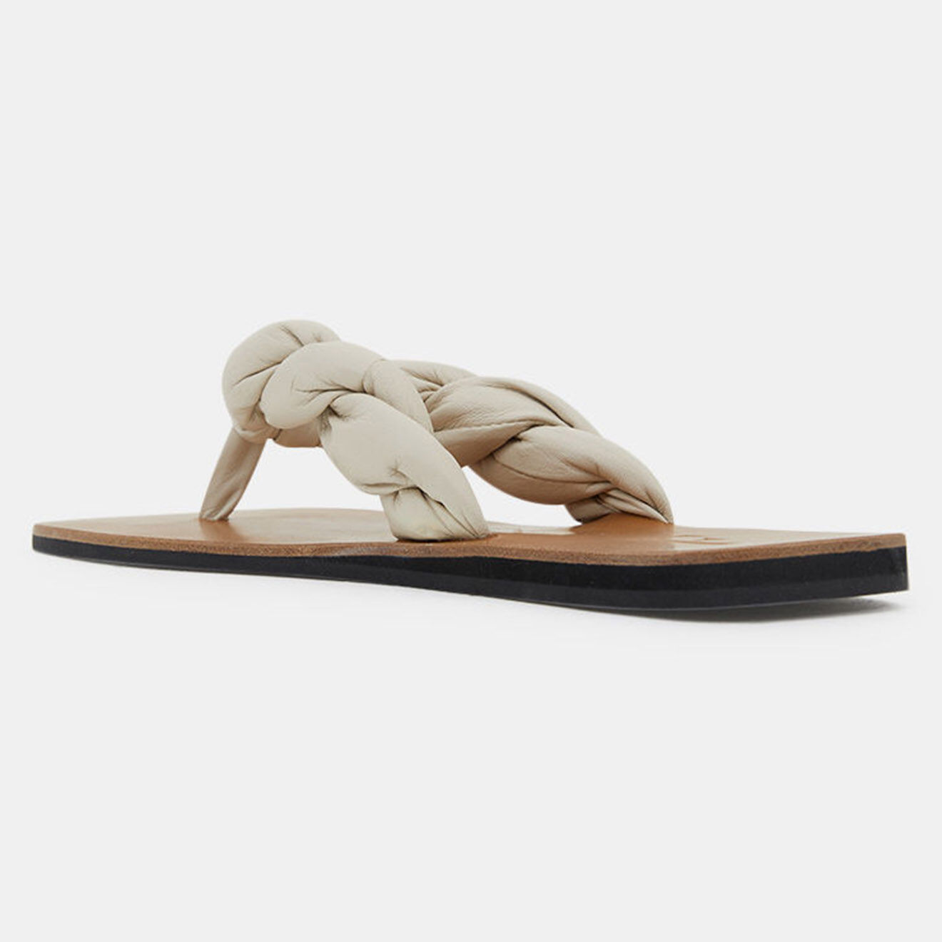 Flattered Tongs en Cuir Blanche beige clair