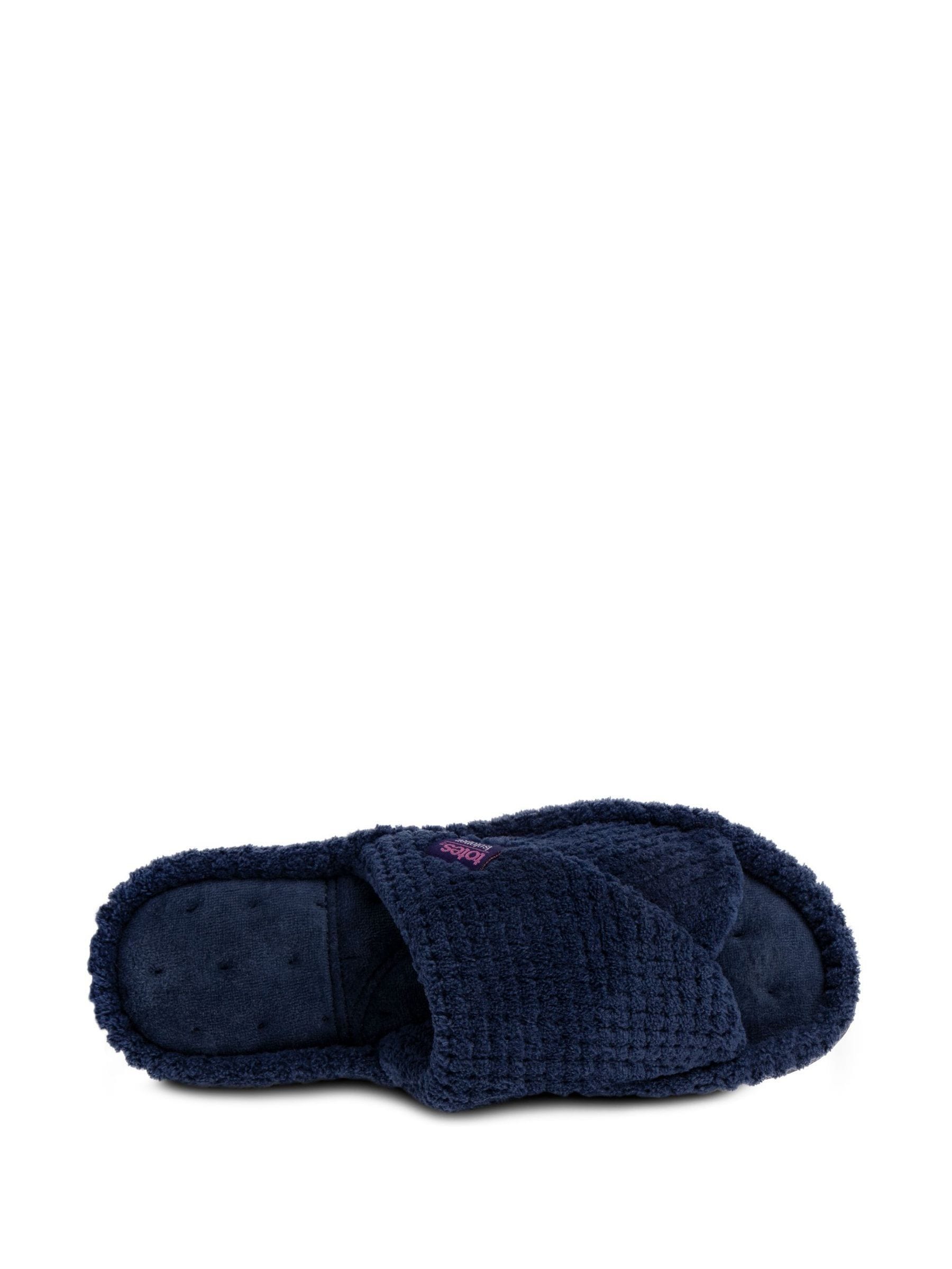 Marineblauw - Totes - Isotoner Popcorn Turnover pantoffels met open neus voor dames