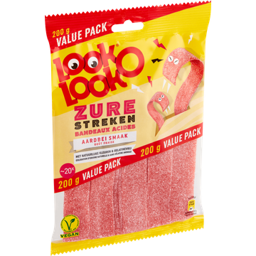 Look-O-Look Zure Streken Aardbei Vegan Voordeelverpakking 20 stuks