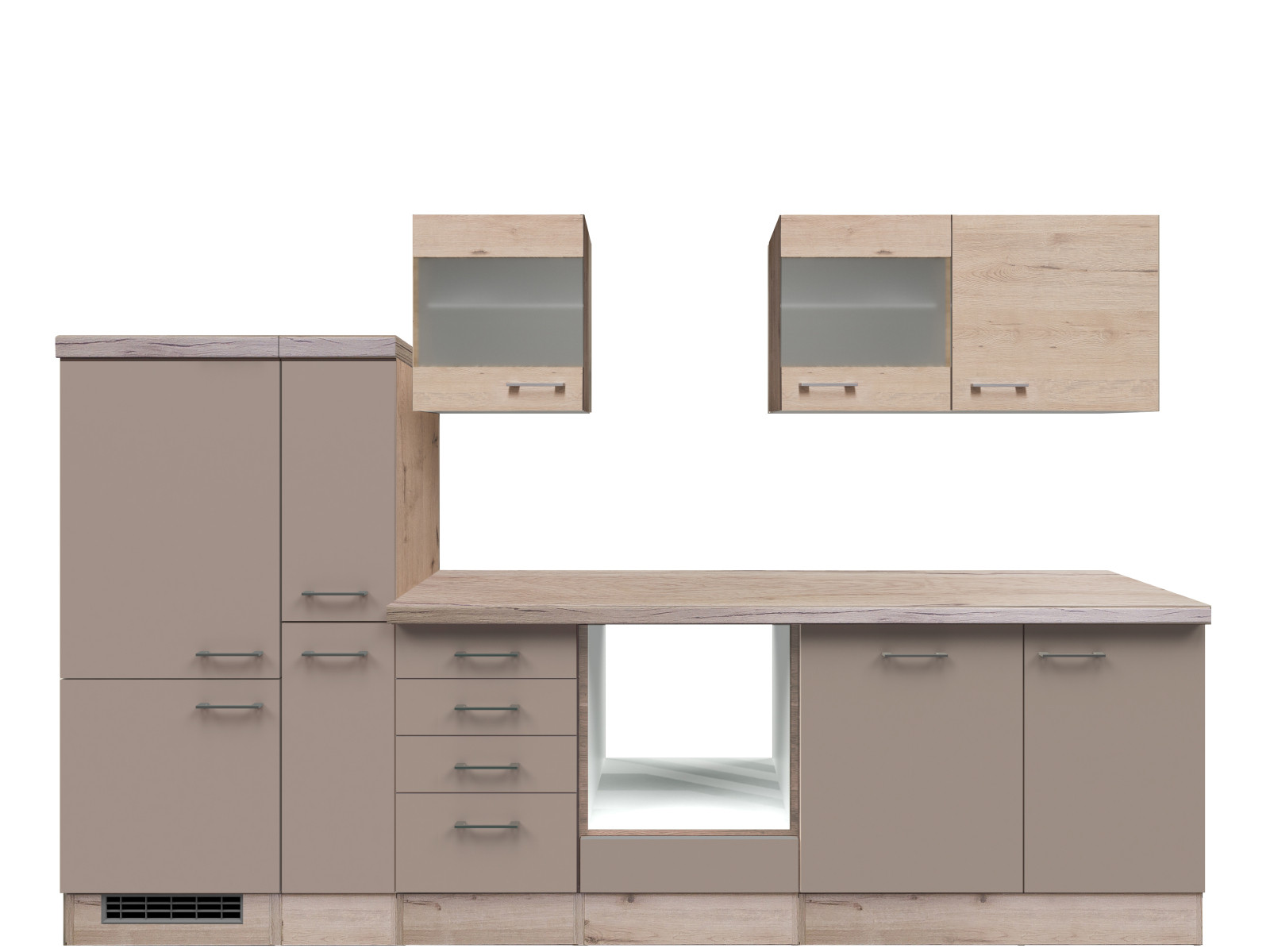 Küchenblock RIVA - Quarz-Cubanit-San Remo Eiche - 310 cm