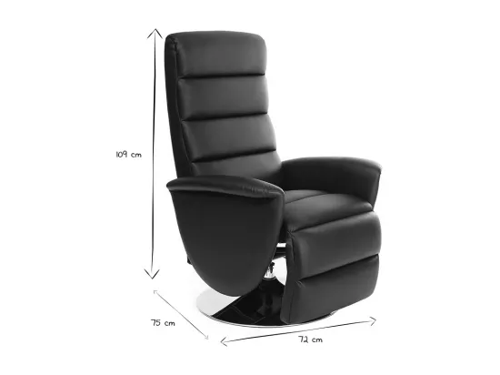 Fauteuil relax manuel noir NELSON