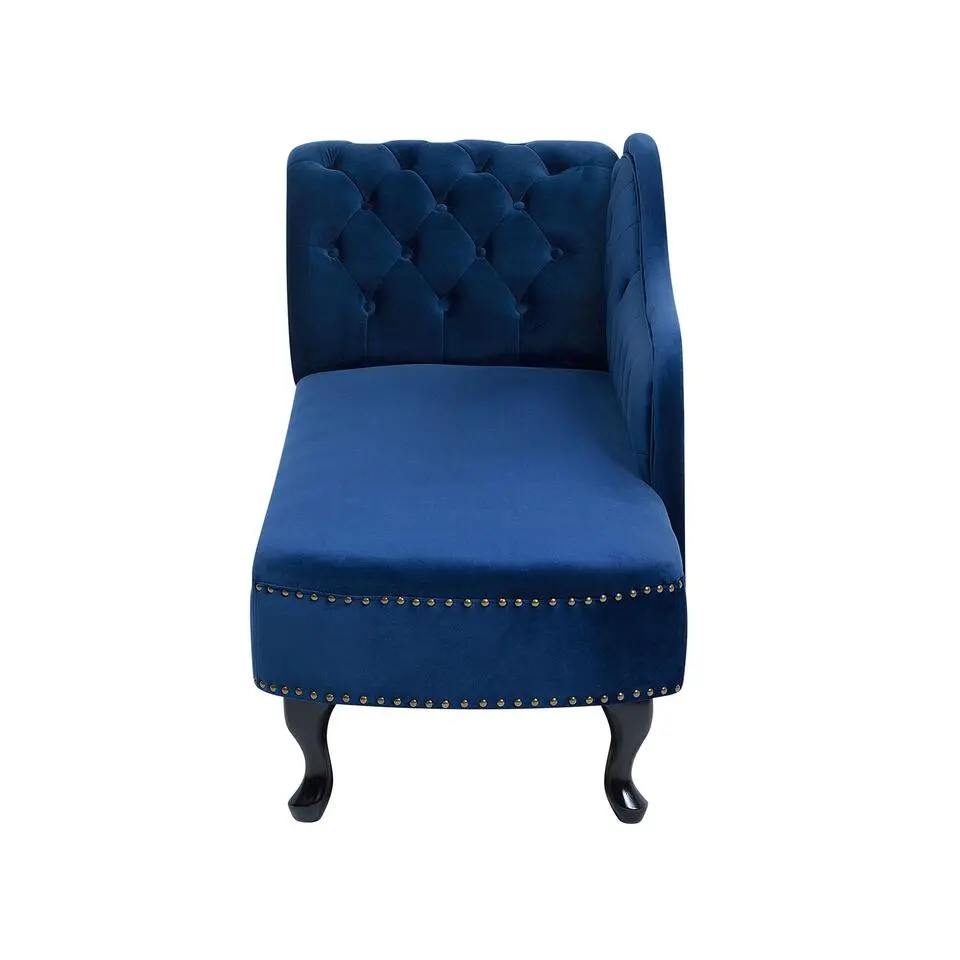 NIMES - Chaise longue - Blauw - Linkerzijde - Fluweel