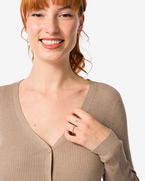 gilet en maille femme côtelé Ornella beige