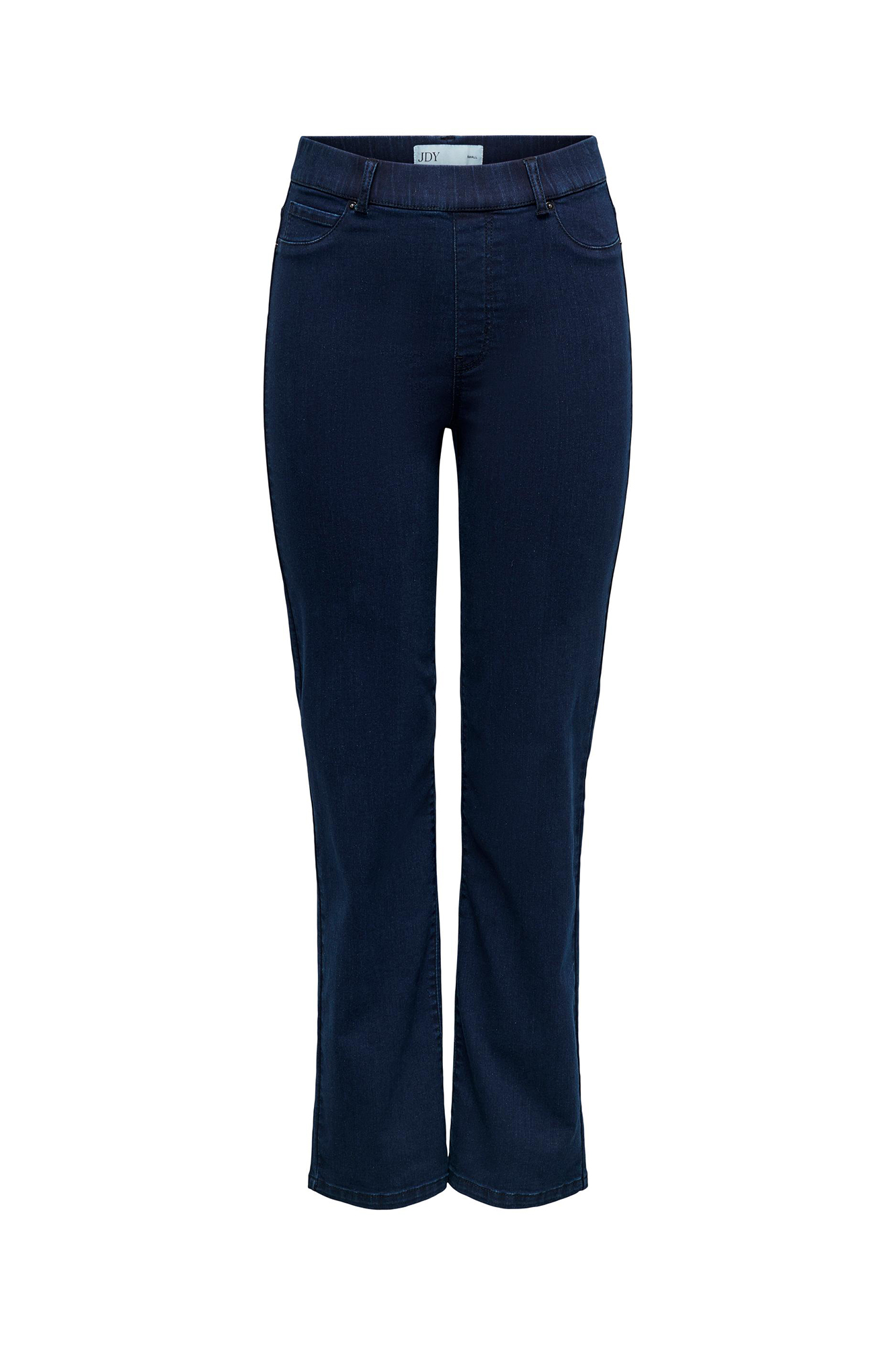Calça jeans de corte reto com acabamento tingido elástico