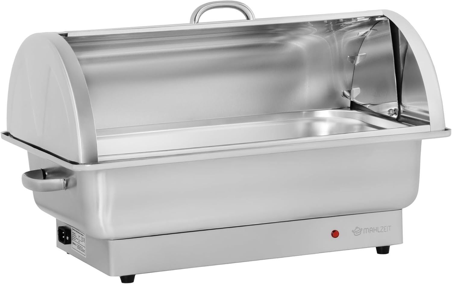 Mahlzeit elektrischer Edelstahl Chafing Dish mit GN 1/1 | 9 Liter | bis 80°C | Speisenwärmer mit Rolltop, Buffetwärmer | Warmhaltebehälter Essen, Wärmebecken elektrisch für Buffet und Catering