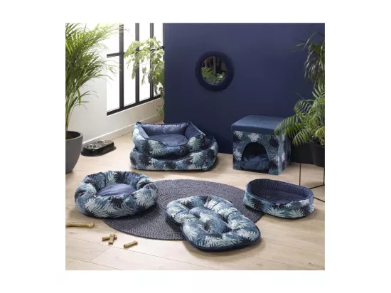 Coussin rond pour animaux à imprimé végétal 