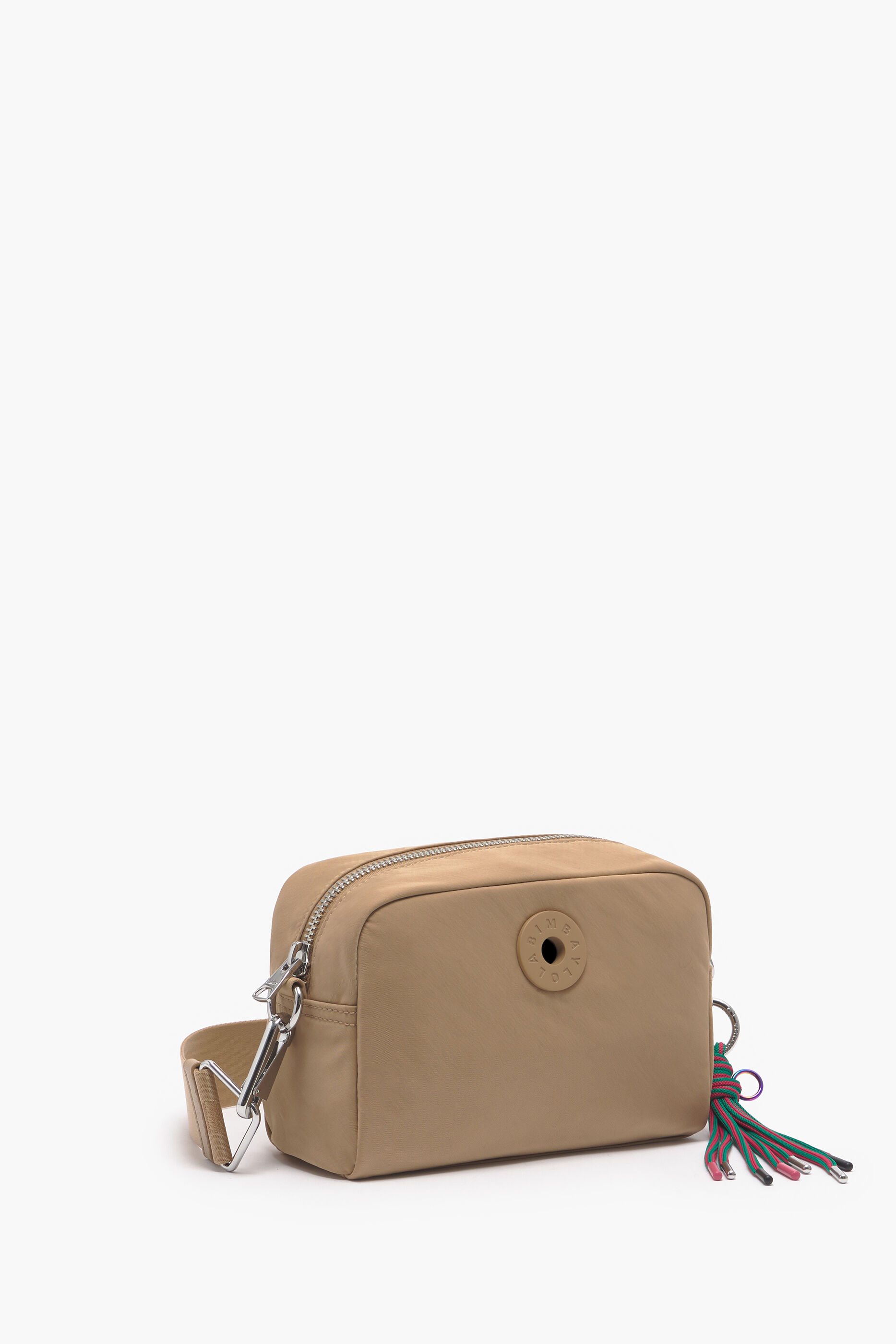 Bolsa transversal pequena em nylon bege