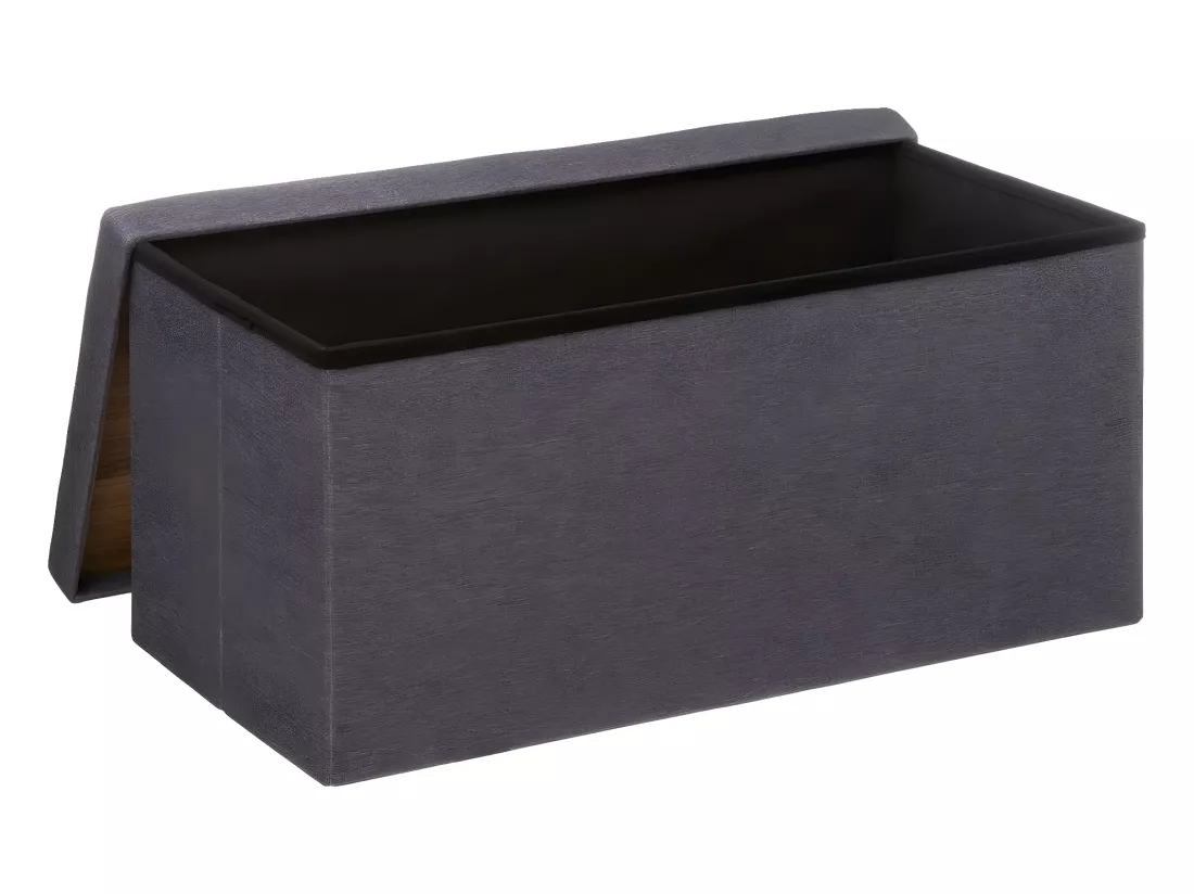 2 en 1 Pouf pliant double et Coffre de rangement Gris foncé 76 x 37.5 cm
