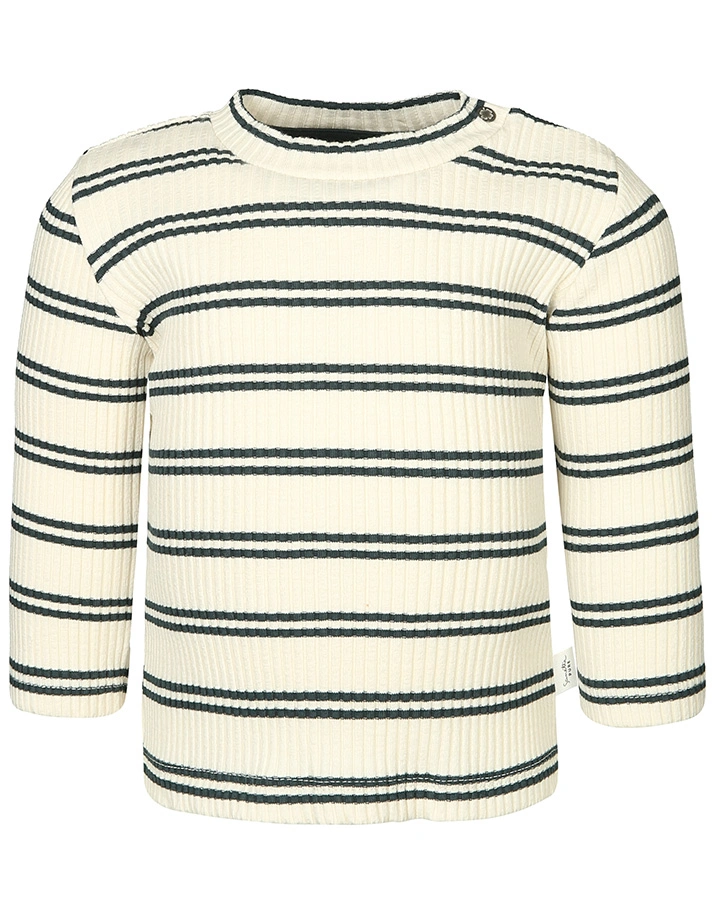 Langarmshirt PURE – LINES in deep sea/offwhite
