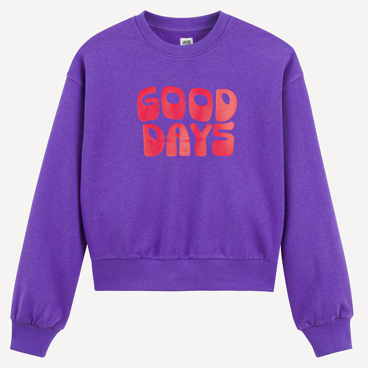 COLEÇÕES LA REDOUTE<br>Suéter com gola redonda e texto, em fleece
