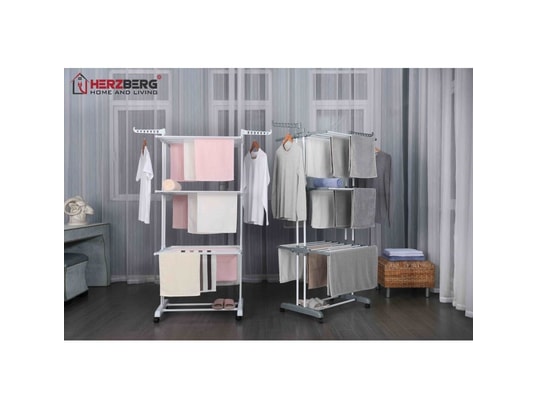 HERZBERG - Séchoir multifonctions 20m d'étendage gris hg8034-gry