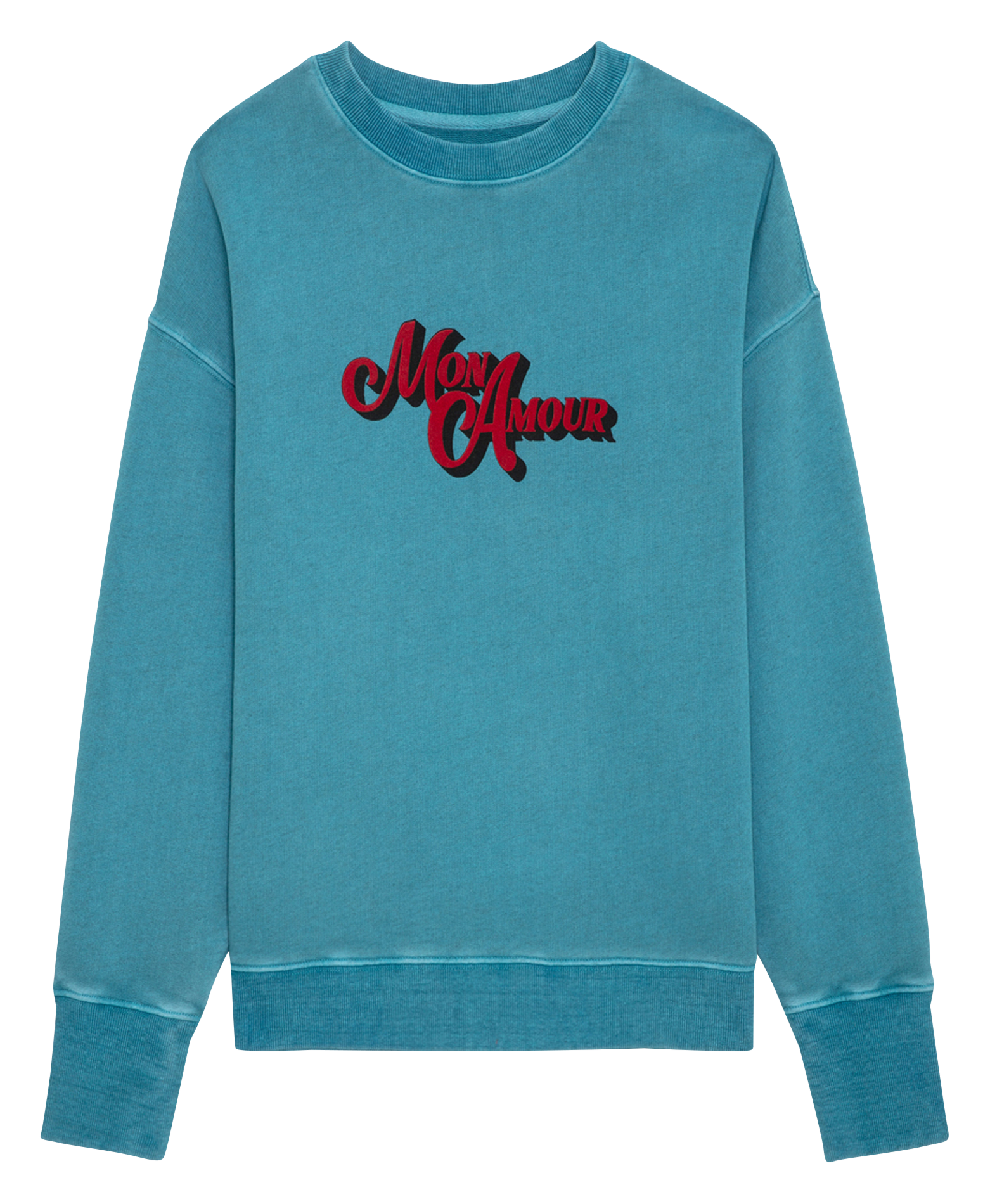 OSCAR - Sweat col rond sérigraphié en coton bio | Bleu