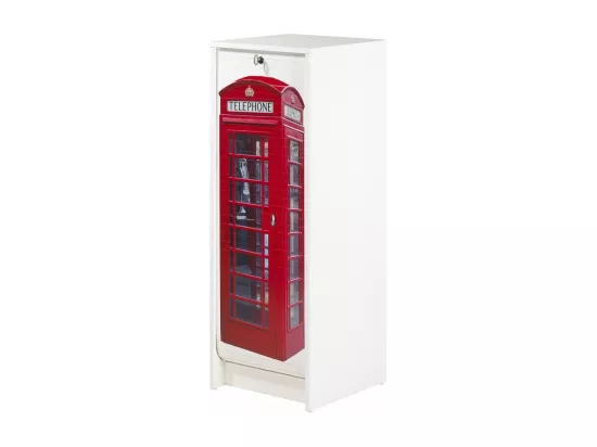 Classeur à Rideau Blanc 5 Niches Serrure 37,8 x 103,8 x 38,4 cm - Coloris: Londres 700