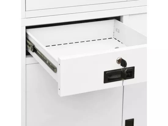 Armoire de bureau Blanc 90x40x180 cm Acier et verre trempé