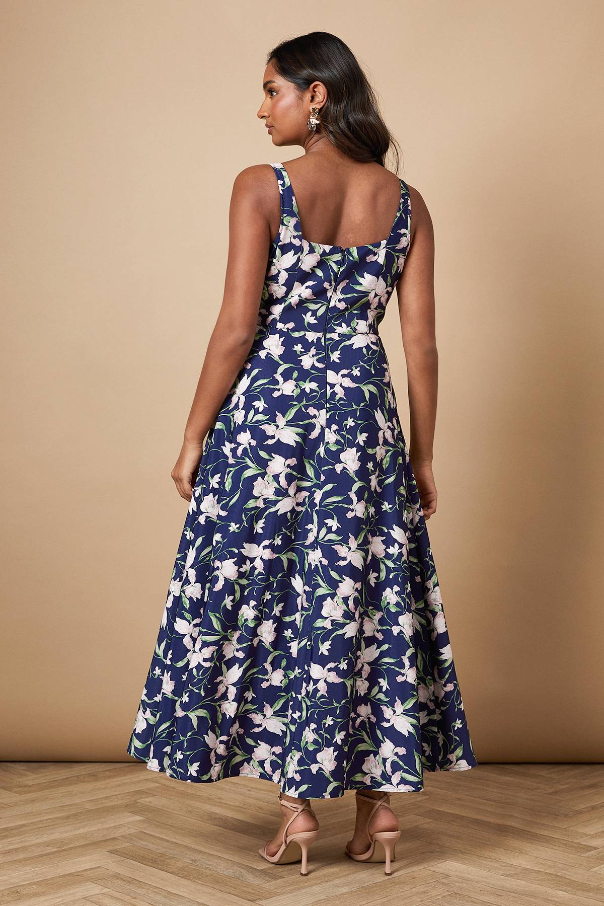 Oasis Robe Longue À Encolure Carrée Florale