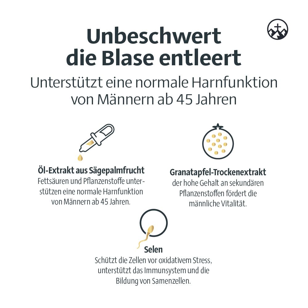 Alpinamed® Prosta Plus Kapseln unterstützen eine normale Harnfunktion von Männern *