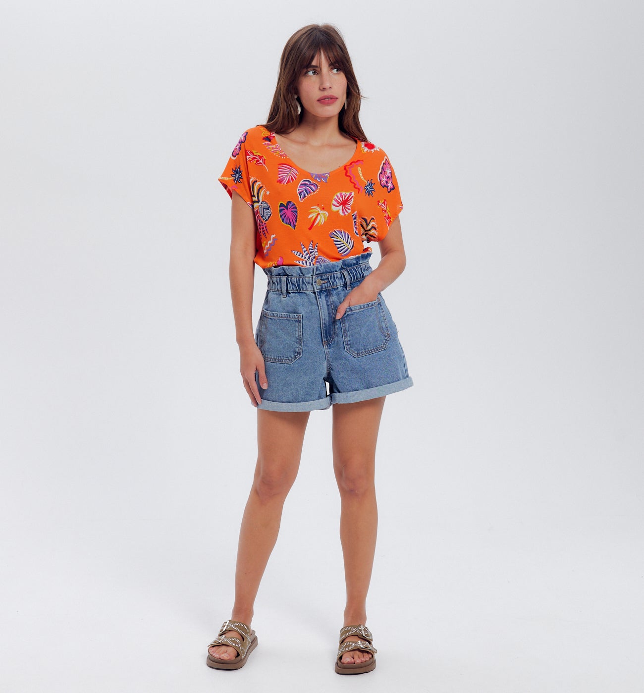 T-shirt imprimé Femme - Imprimé orange