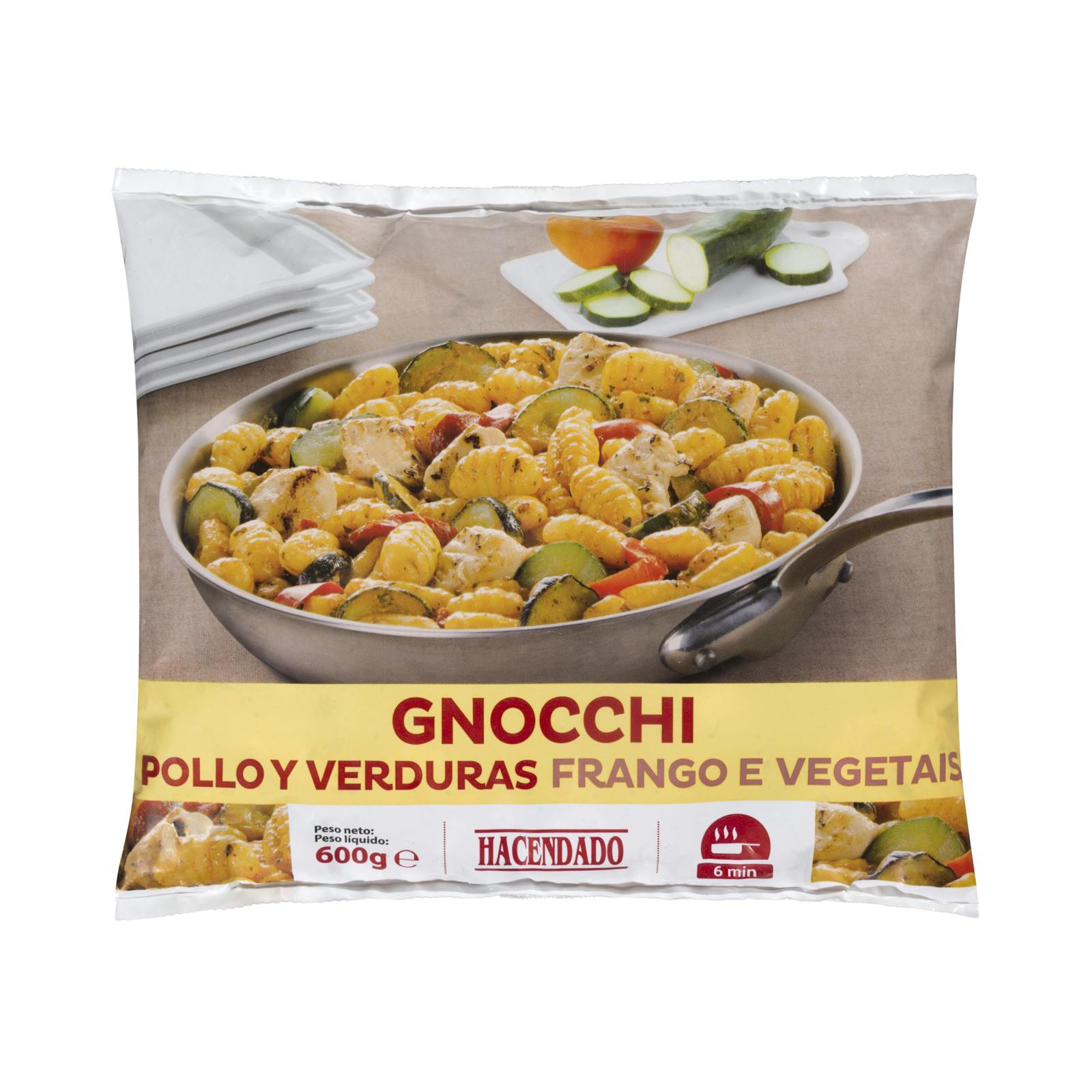 Gnocchis surgelés au poulet et aux légumes Hacendado