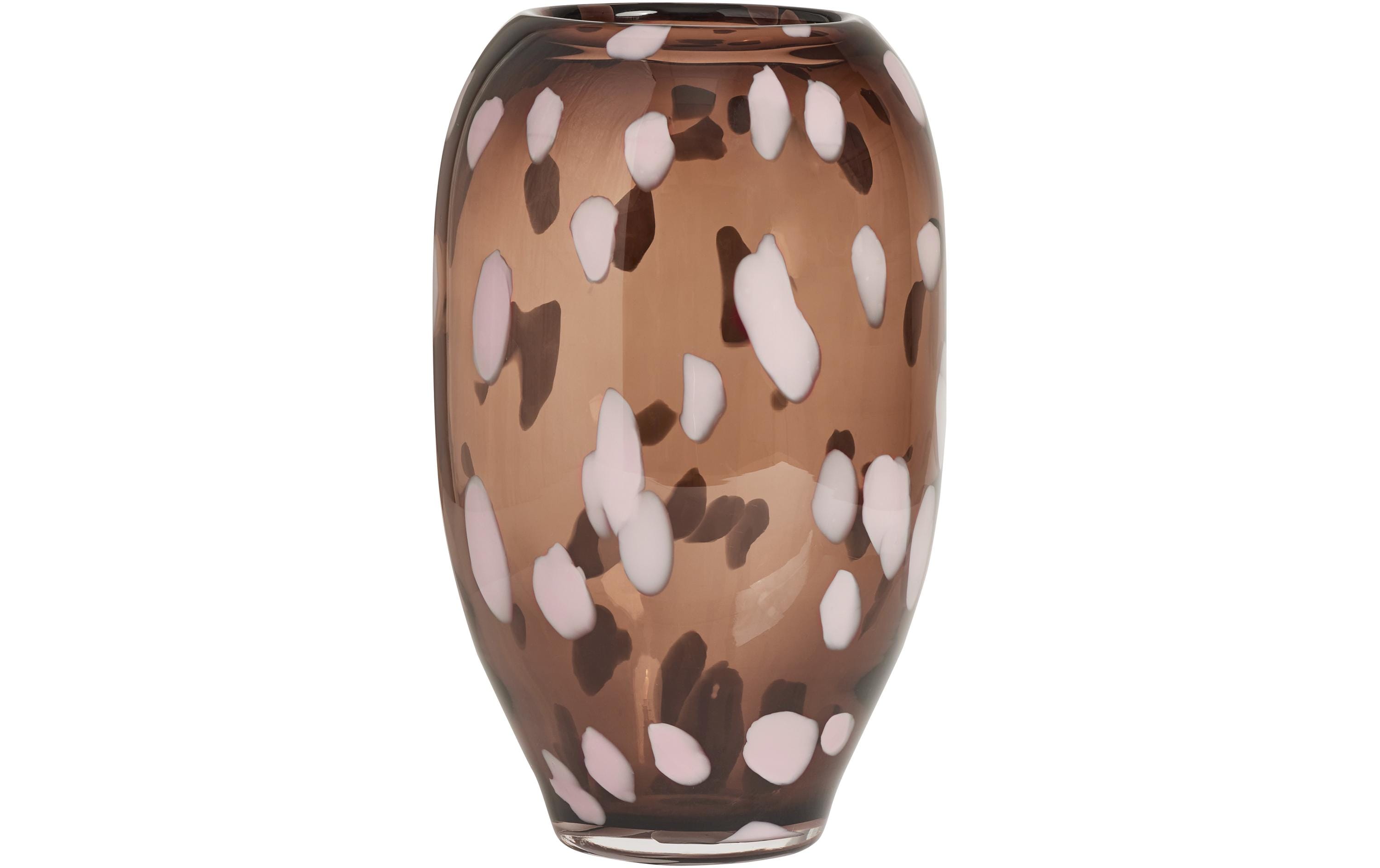 Vase Jali mittel 23 cm, Braun/WeissHandgefertigte Blumenvase aus Glas