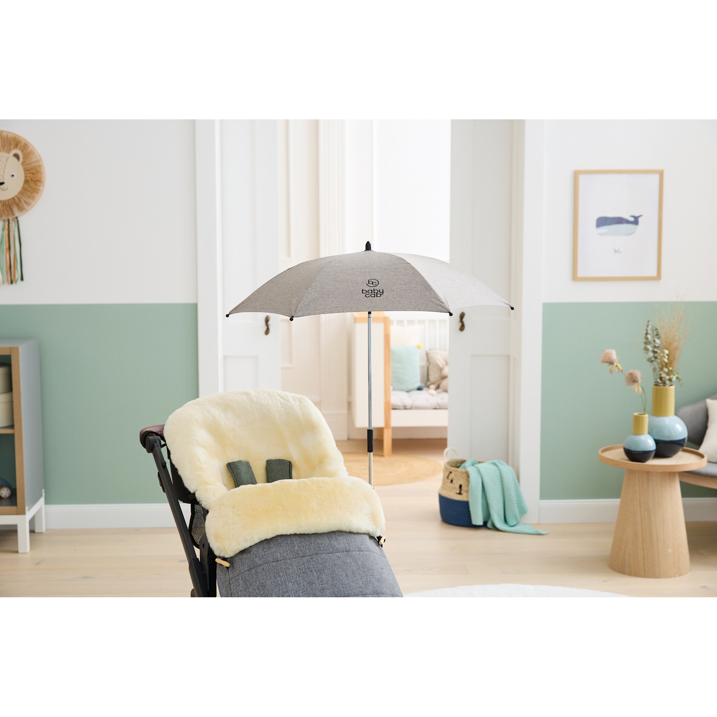 babycab Universal Sonnenschirm für Kinderwagen grau melange