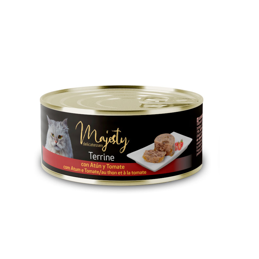 Terrina Majesty Adult de Atum e Tomate em lata para gatos