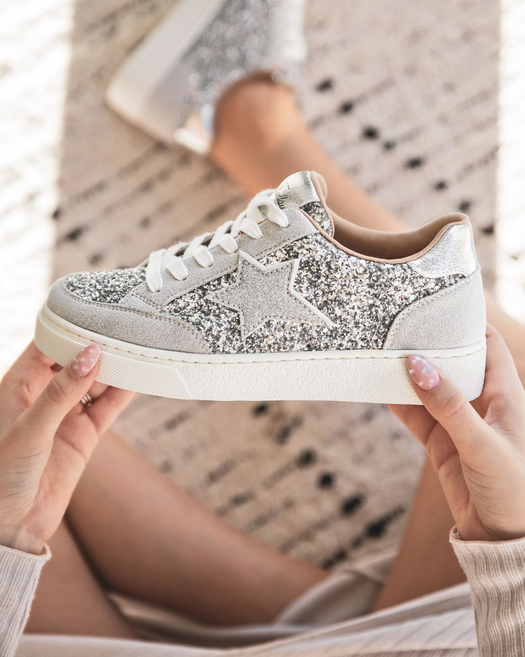Basket femme argentée à lacets - Sofia