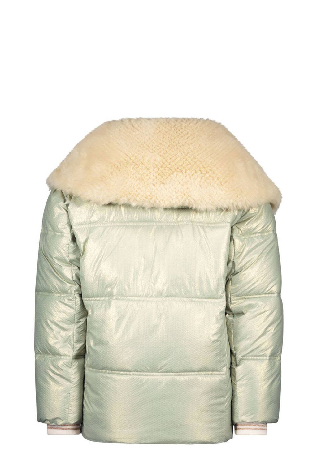 Like Flo quilted gewatteerde winterjas Amaya zachtgroen metallic/beige