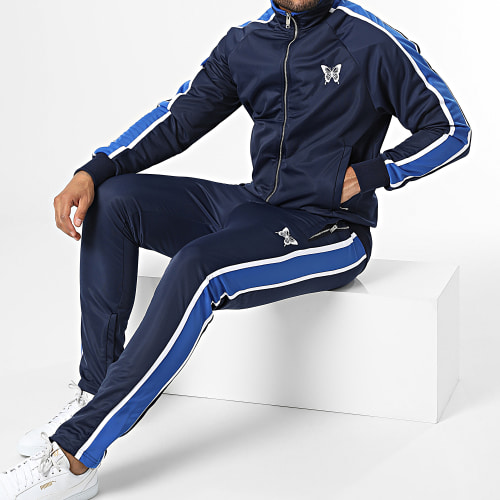 Ensemble De Survetement A Bandes LL722 Bleu Marine