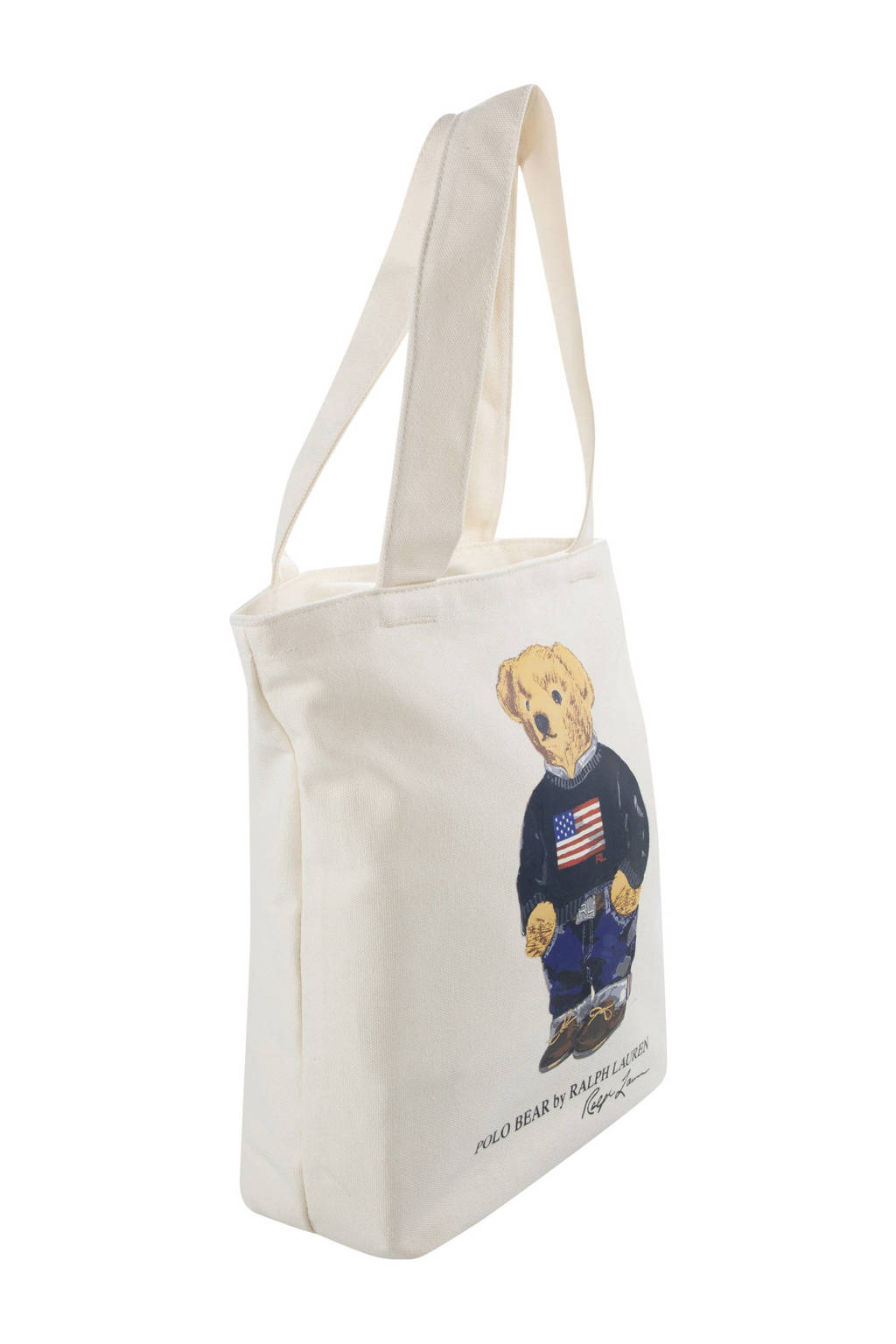 shopper met printopdruk ecru