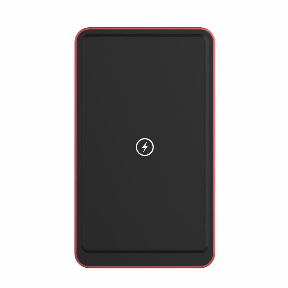 (15W) 5000mAh Magnetisches Qi Wireless MagSafe USB C Ladegerät Powerbank   Klappbarer Ständer - Rot / Schwarz