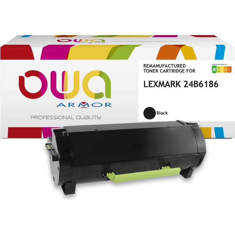 Toner remanufacturé OWA - standard - Noir - pour LEXMARK 24B6186