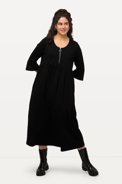 Jerseykleid, A-Linie, Empirenaht, Rundhals, 3/4-Arm