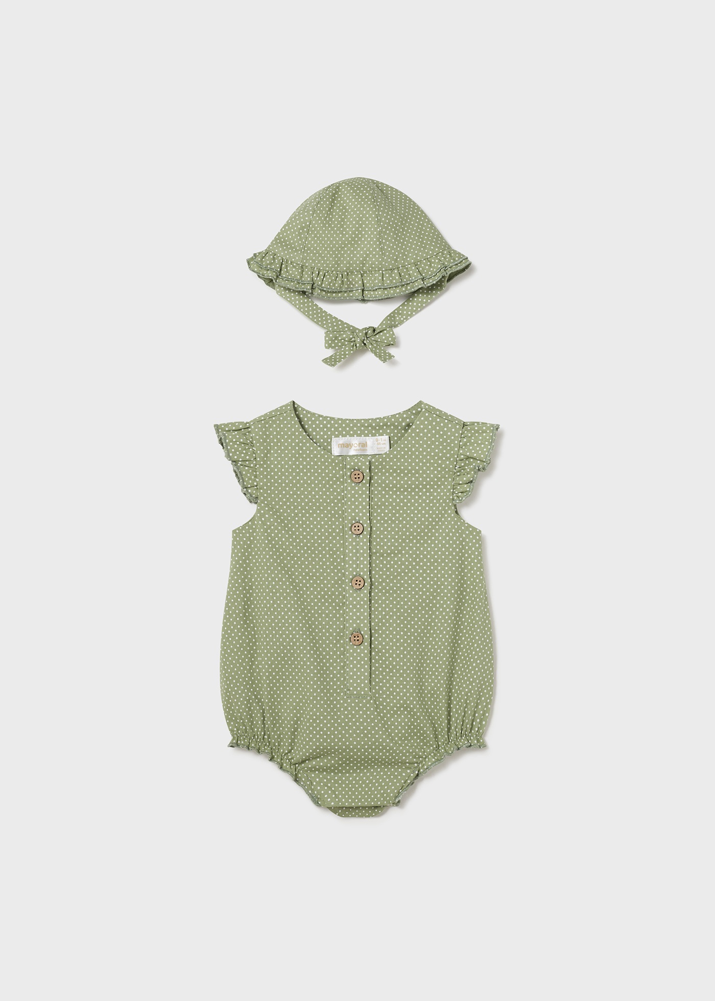 Macacão de linho rosa bebê com gorro