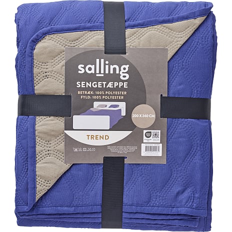 Salling Trend sengetæppe 240x240 cm - blå og sandfarvet