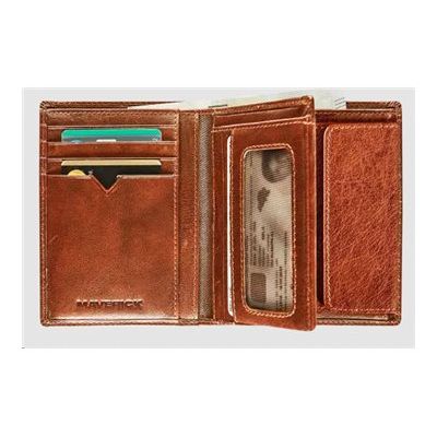 Maverick Rough Gear - Portefeuille - RFID, avec pochette à monnaie - cuir de buffle pleine fleur à tannage végétal - cognac
