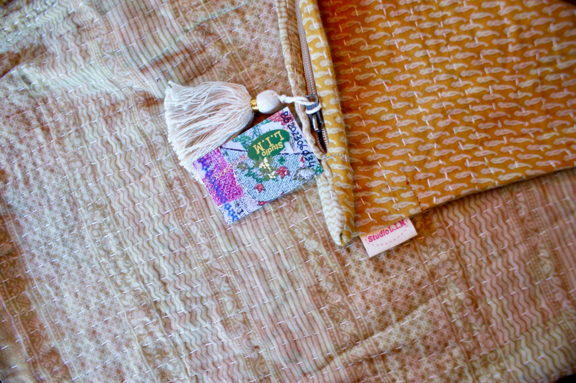 Kussen Kantha vintage 50x70 cm Yellow