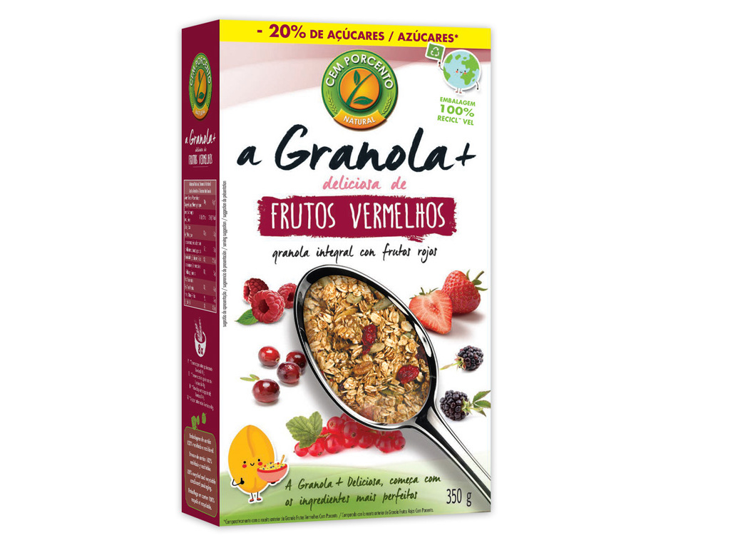 GRANOLA CEM PORCENTO FRUTOS VERMELHOS 350G
