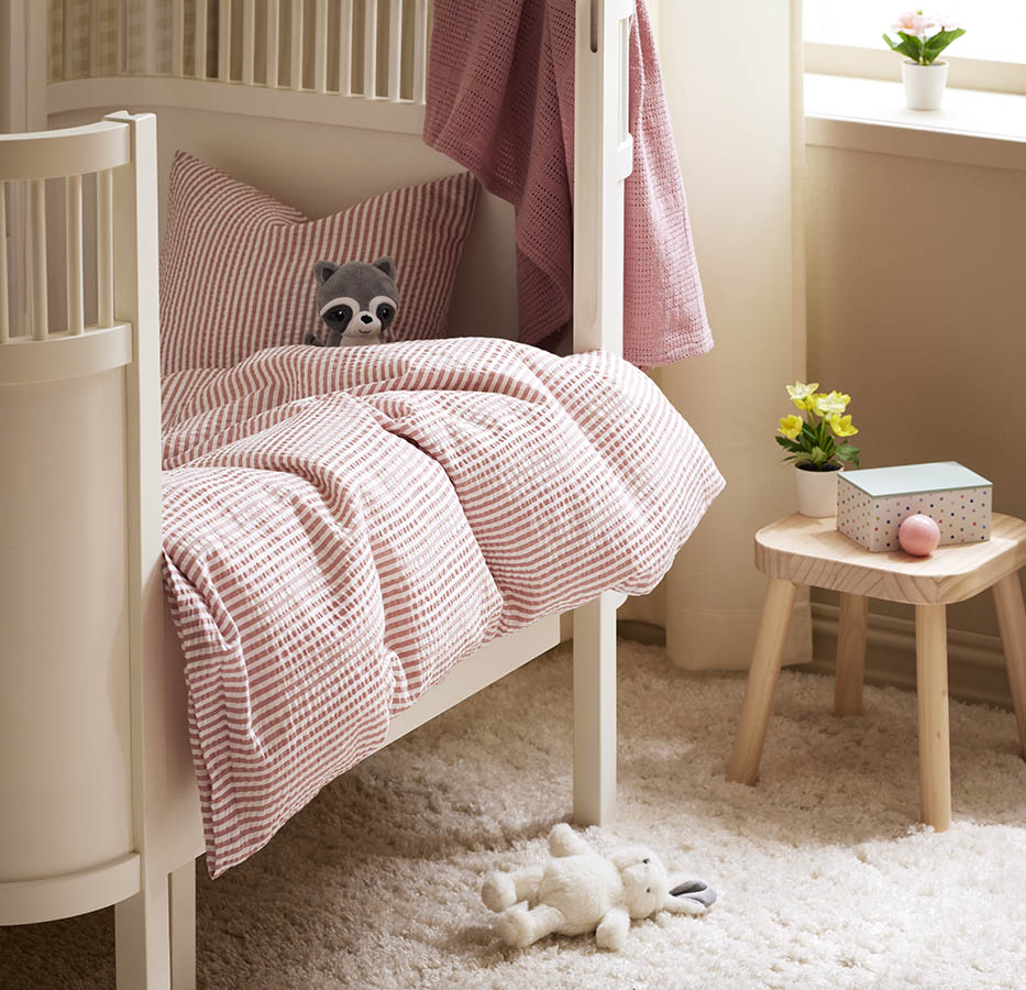 Lykke kreppsengesett 80x100 rosa