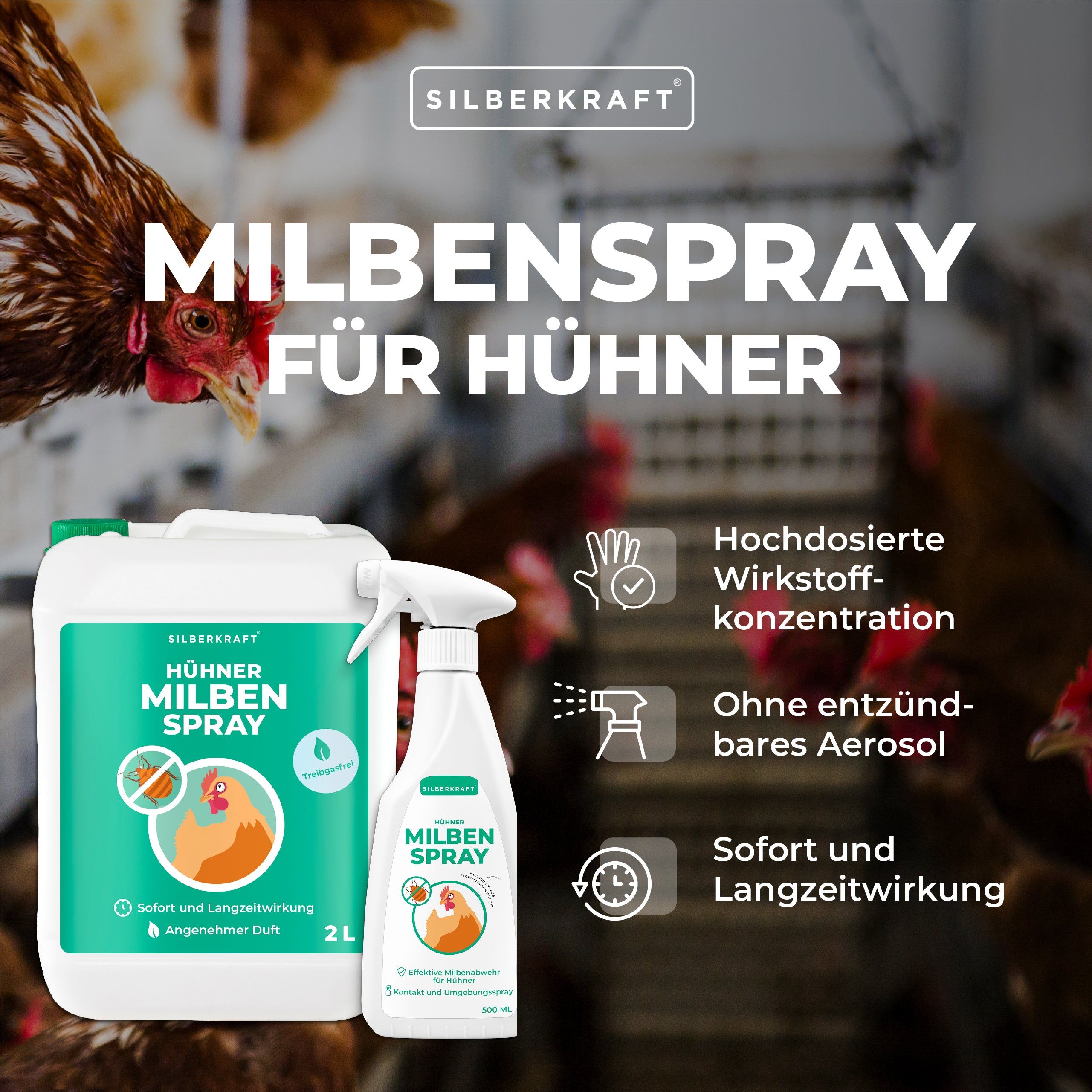 SILBERKRAFT Milbenspray Hühner