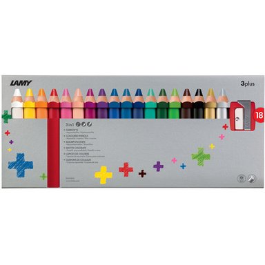 Crayon de couleur 3-en-1 3plus, étui carton de 18