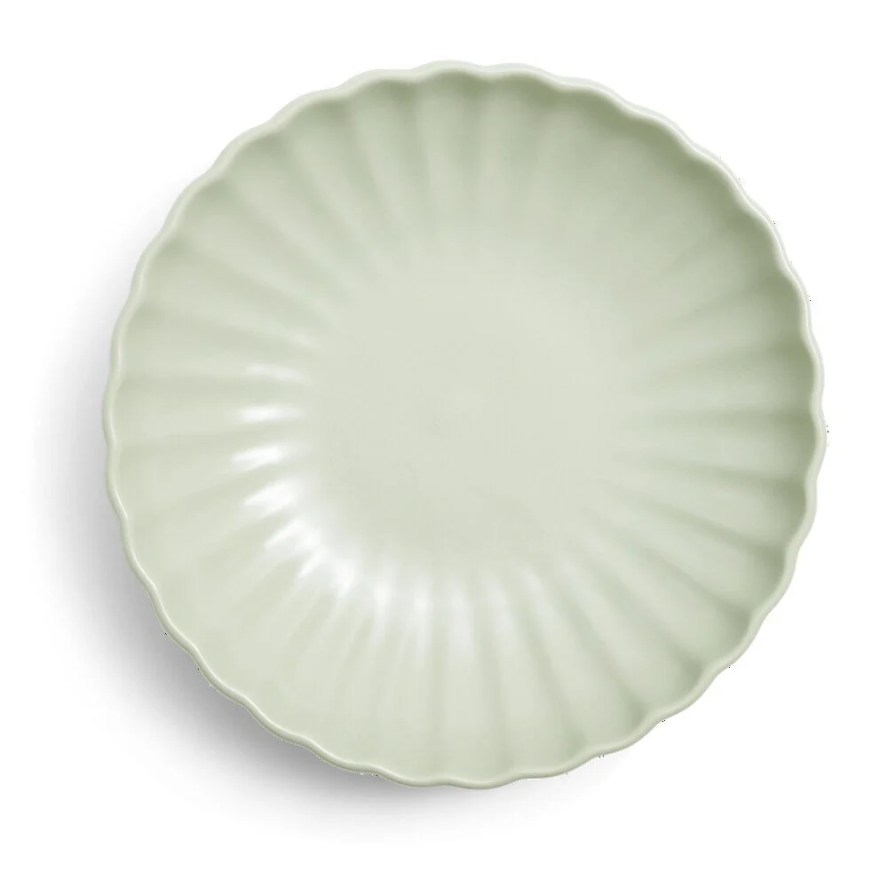 Assiette à soupe Venise rebord ondulé faïence vert sauge Ø20cm