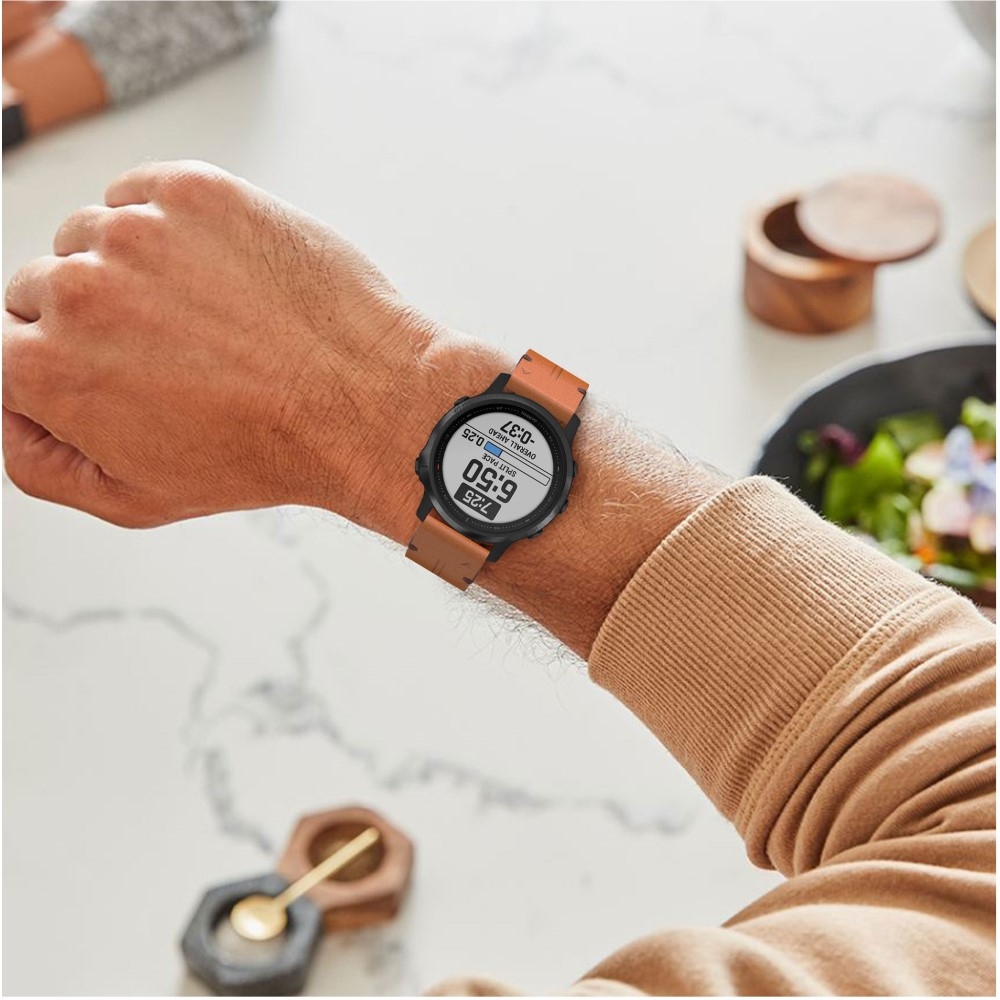 Garmin Echtleder Ersatz Armband mit Dornschliesse mit 20mm Schnellverschluss (Gelenkumfang: 167-217mm) - Braun