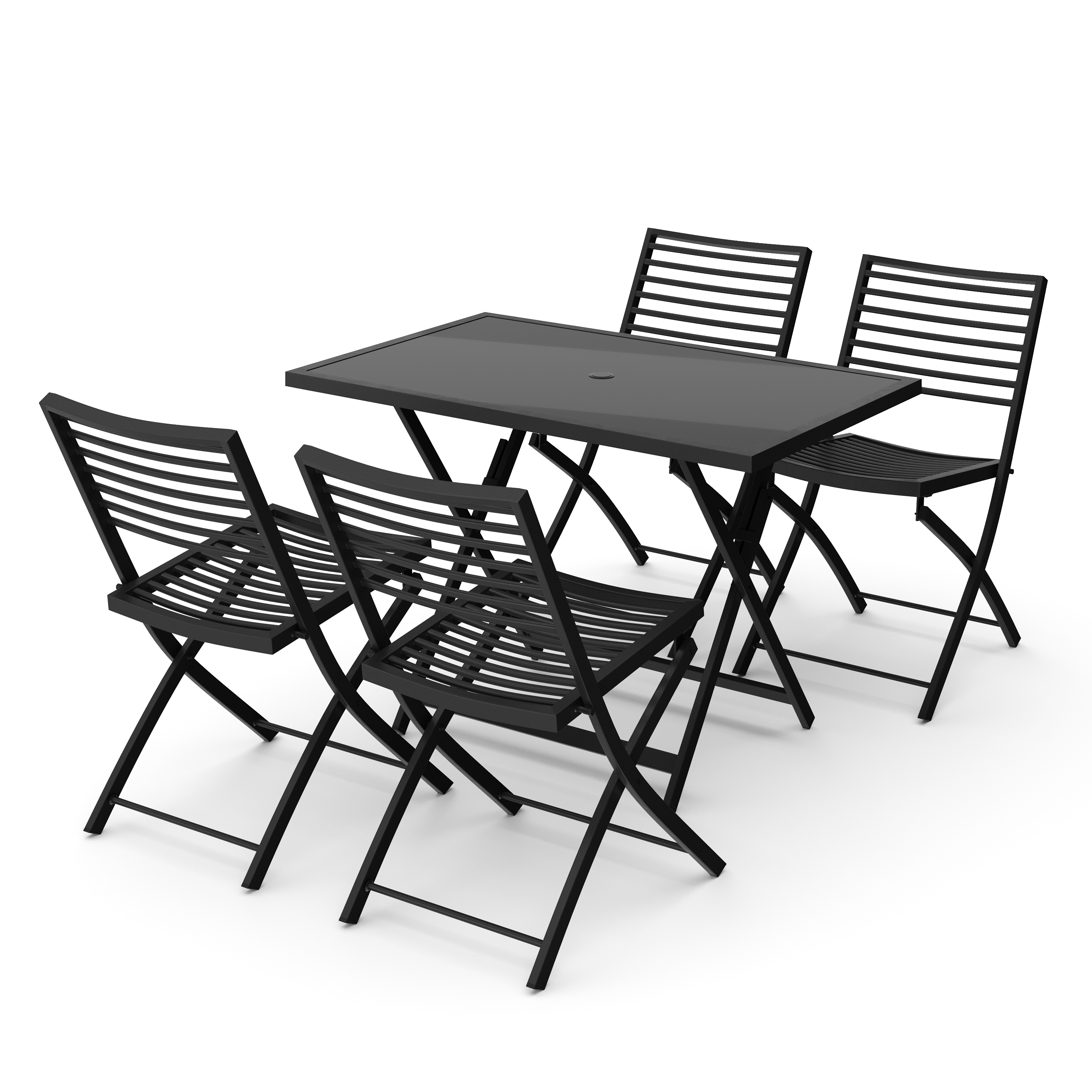 Gartenmöbel Set FABRICE mit Schirmloch schwarz
