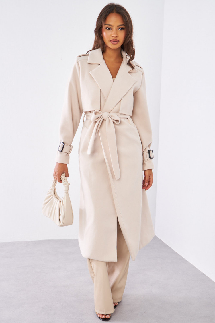 Manteau beige ceinturé