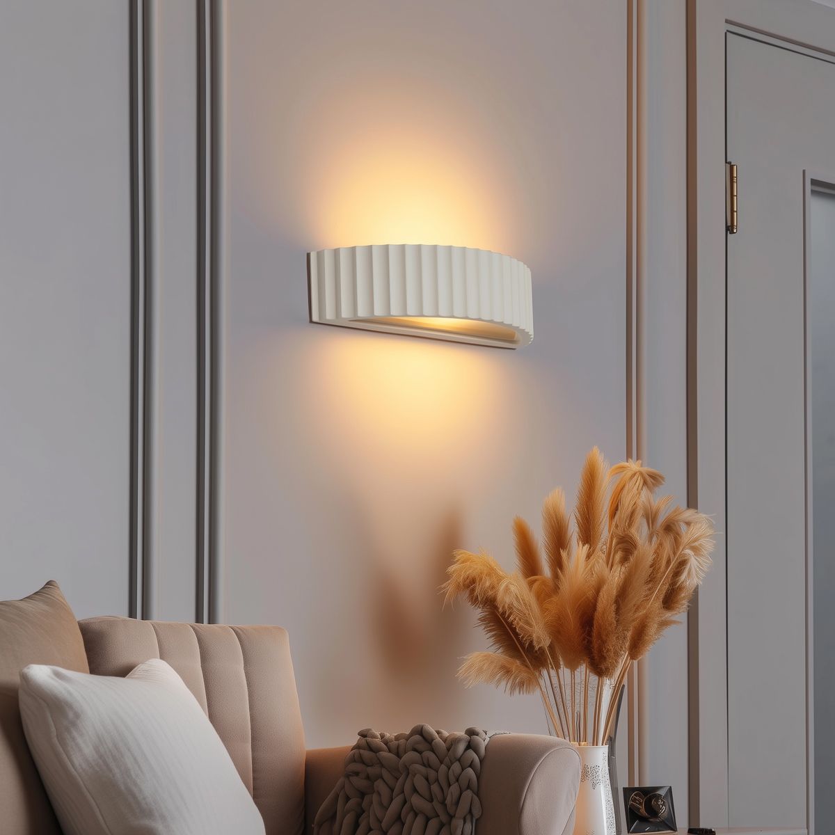 Scandinavische wandlamp beige organisch - Plaster