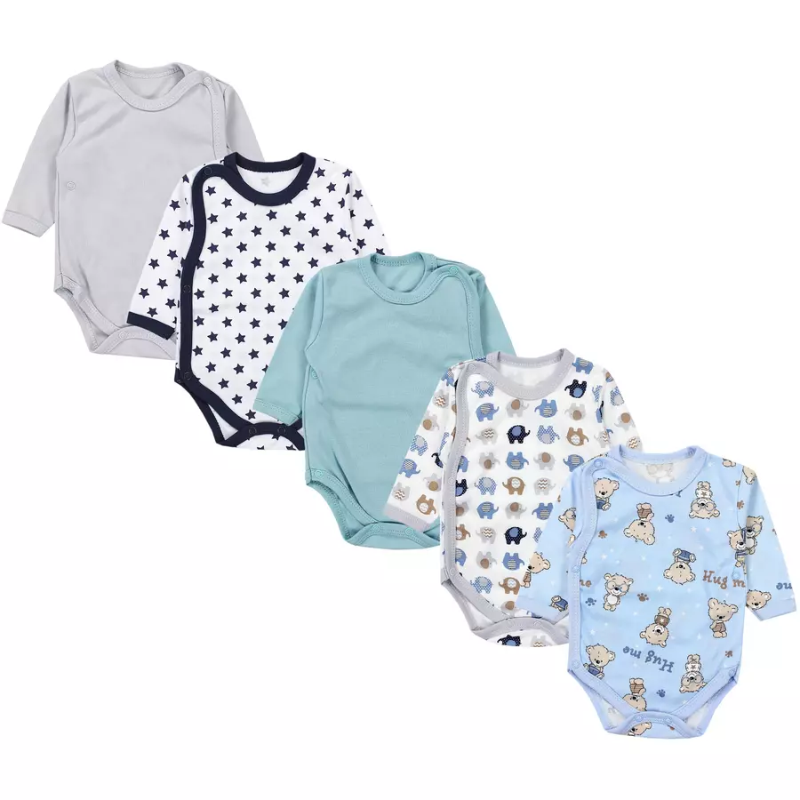 TupTam Baby Langarm Wickelbody im 5er Set mintweiß