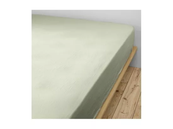 OUREA - Drap Housse 140x190cm Gaze de Coton Vert d'Eau