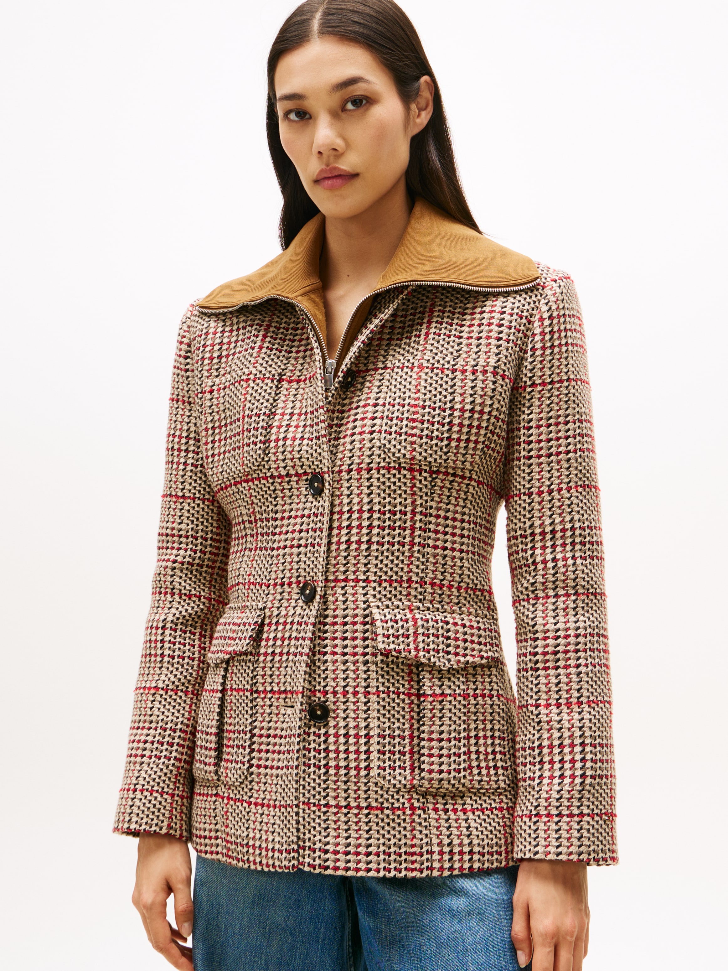 Tommy Hilfiger Kurzblazer »SEASONAL TEXTURE LADY JACKET«, mit Wollanteil