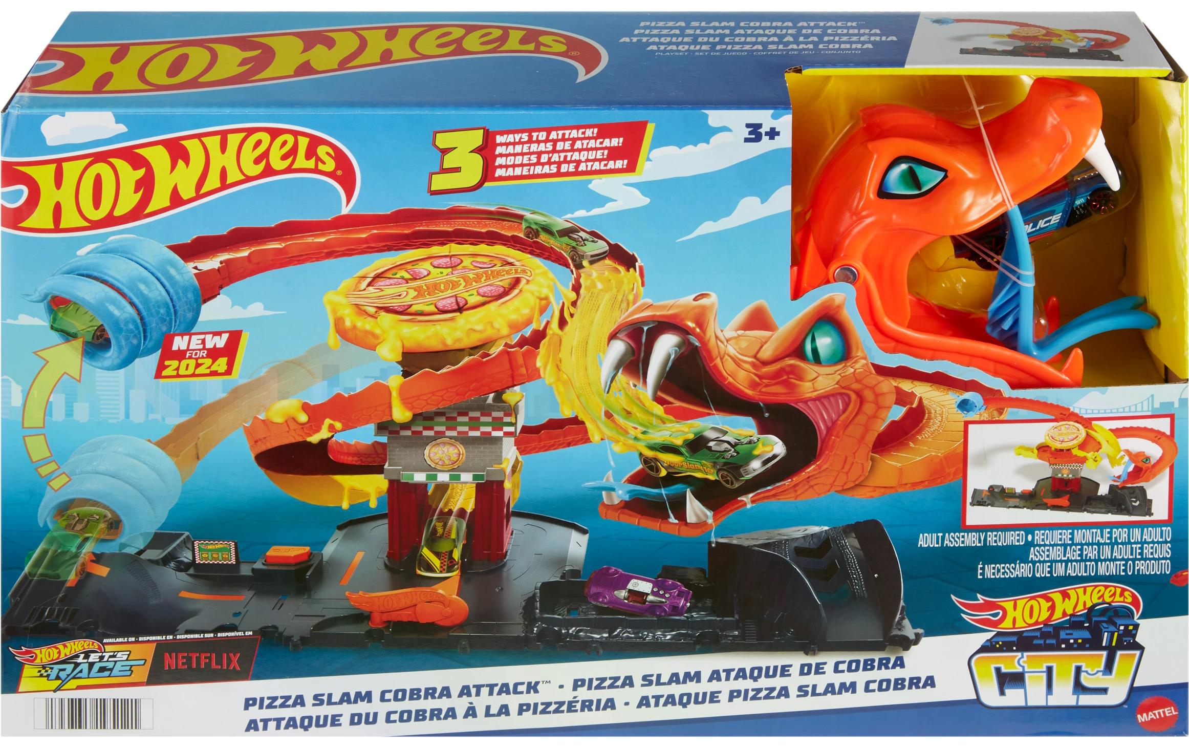 Hot Wheels City Cobra Slam Pizza AttackRennbahn-Spielset mit coolen Streckendetails
