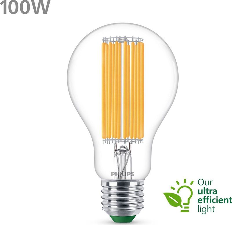 Philips Ultra Efficient LED lamp Transparant - 100 W - E27 - Warmwit licht